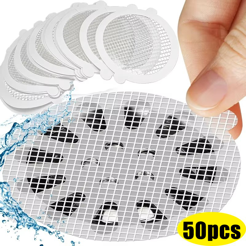 Sink Drain Strainer - 10-50pc Disposable Mesh Floor Drain Stickers